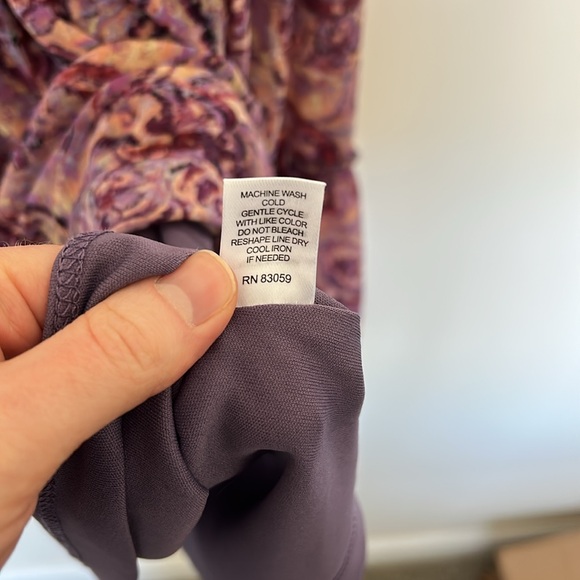 Drew Purple and Pink Paisley Boho Floral Print Tiered Ruffle Dress - Size Large - Picture 5 of 7